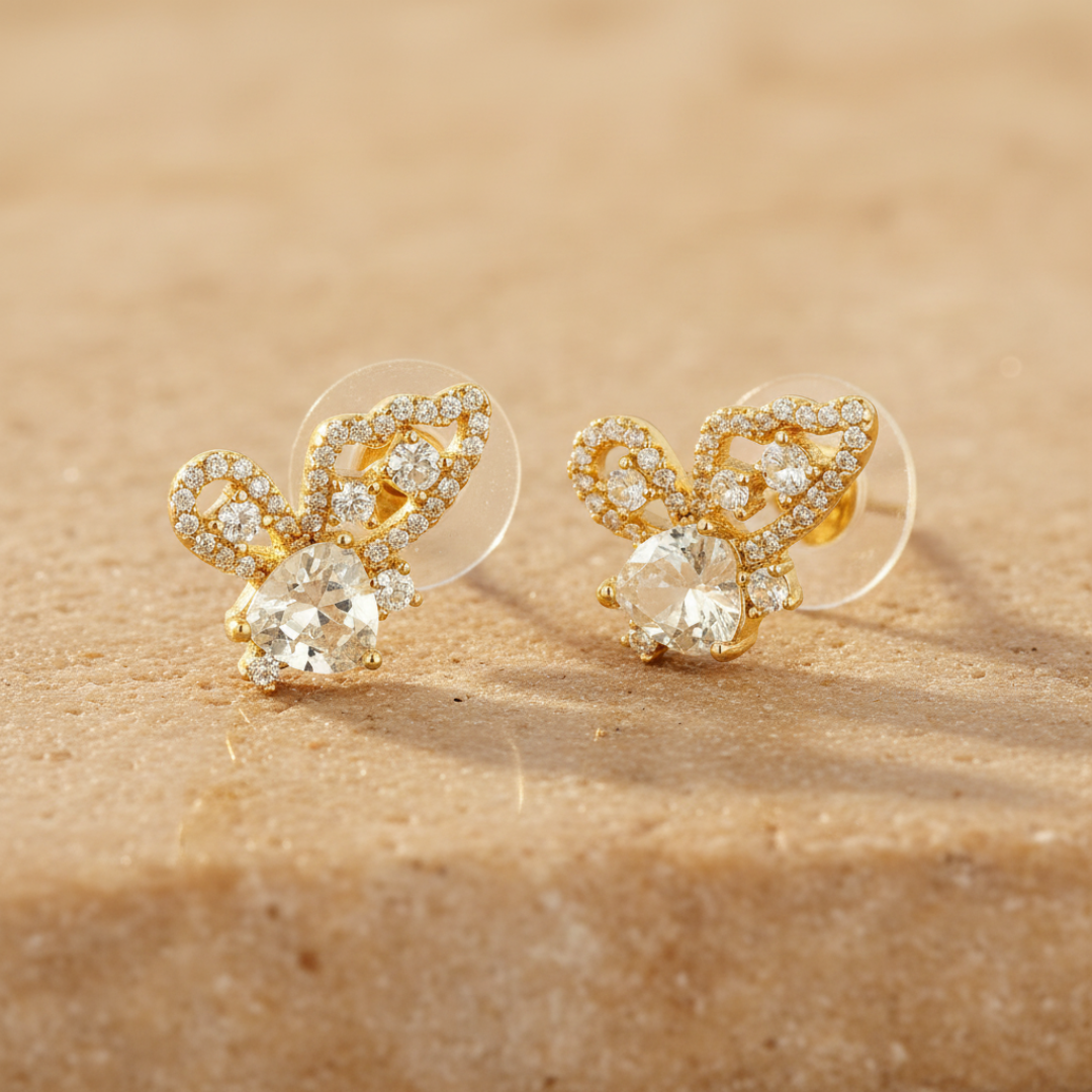 Butterfly Kiss Earrings — 18K gold-plated anti-tarnish jewellery by Veyra, view 2