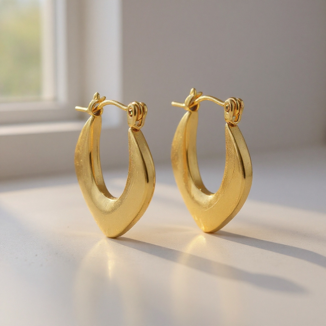 Golden Hoop Earrings — 18K gold-plated anti-tarnish jewellery by Veyra