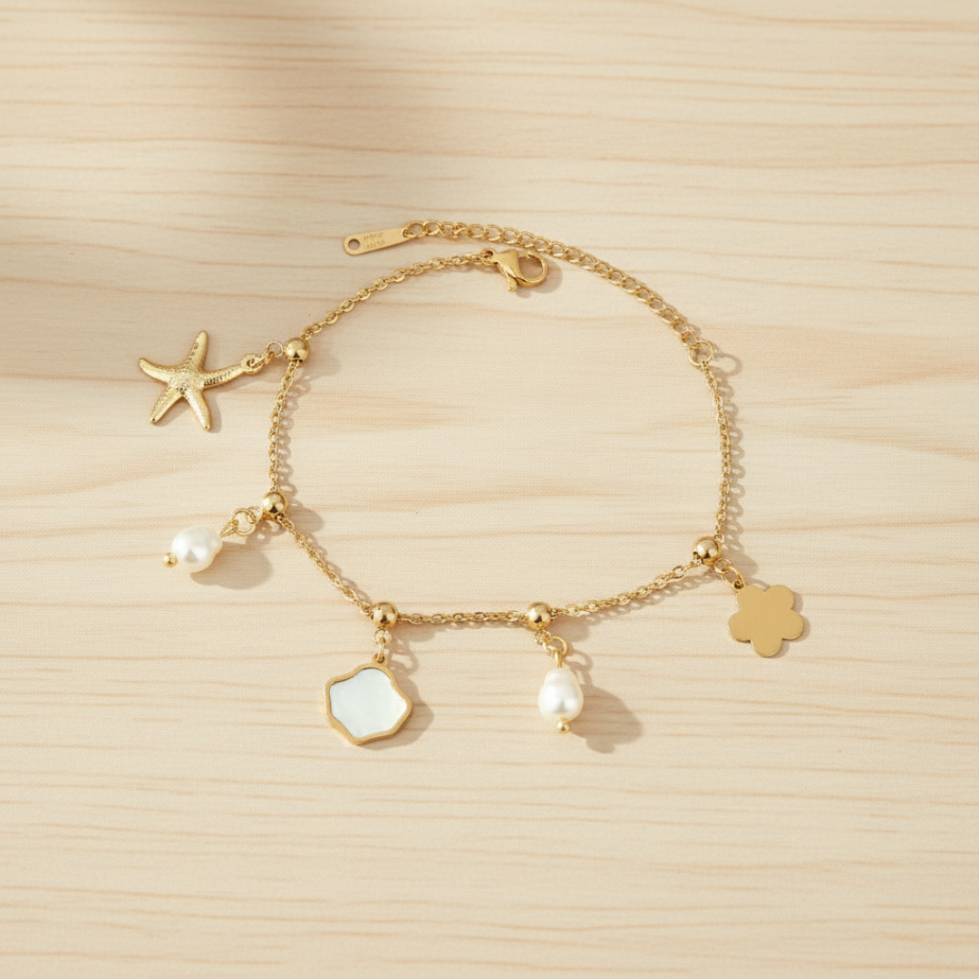 Golden Bead Bracelet — 18K gold-plated anti-tarnish jewellery by Veyra