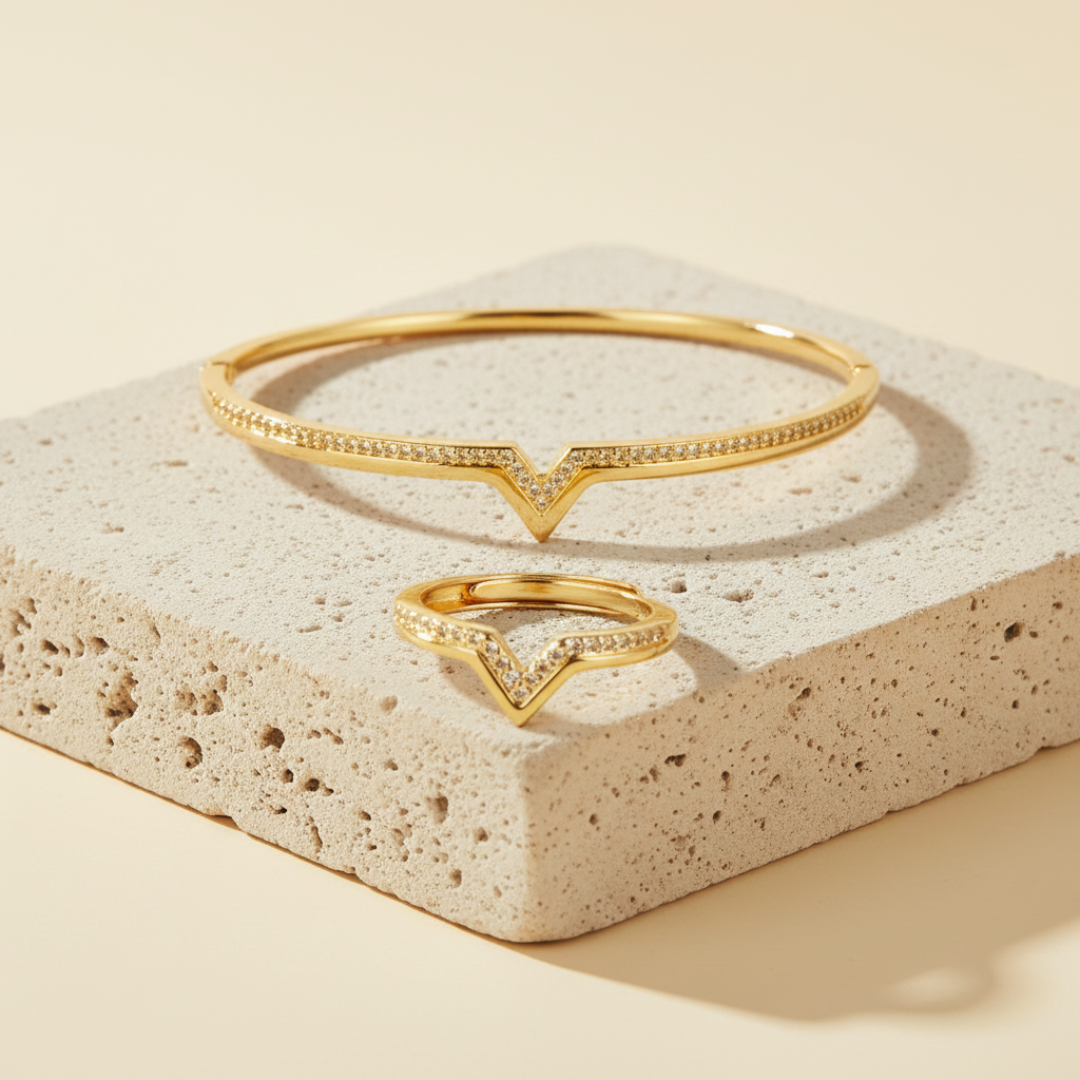 Golden Hour Set — 18K gold-plated anti-tarnish jewellery by Veyra
