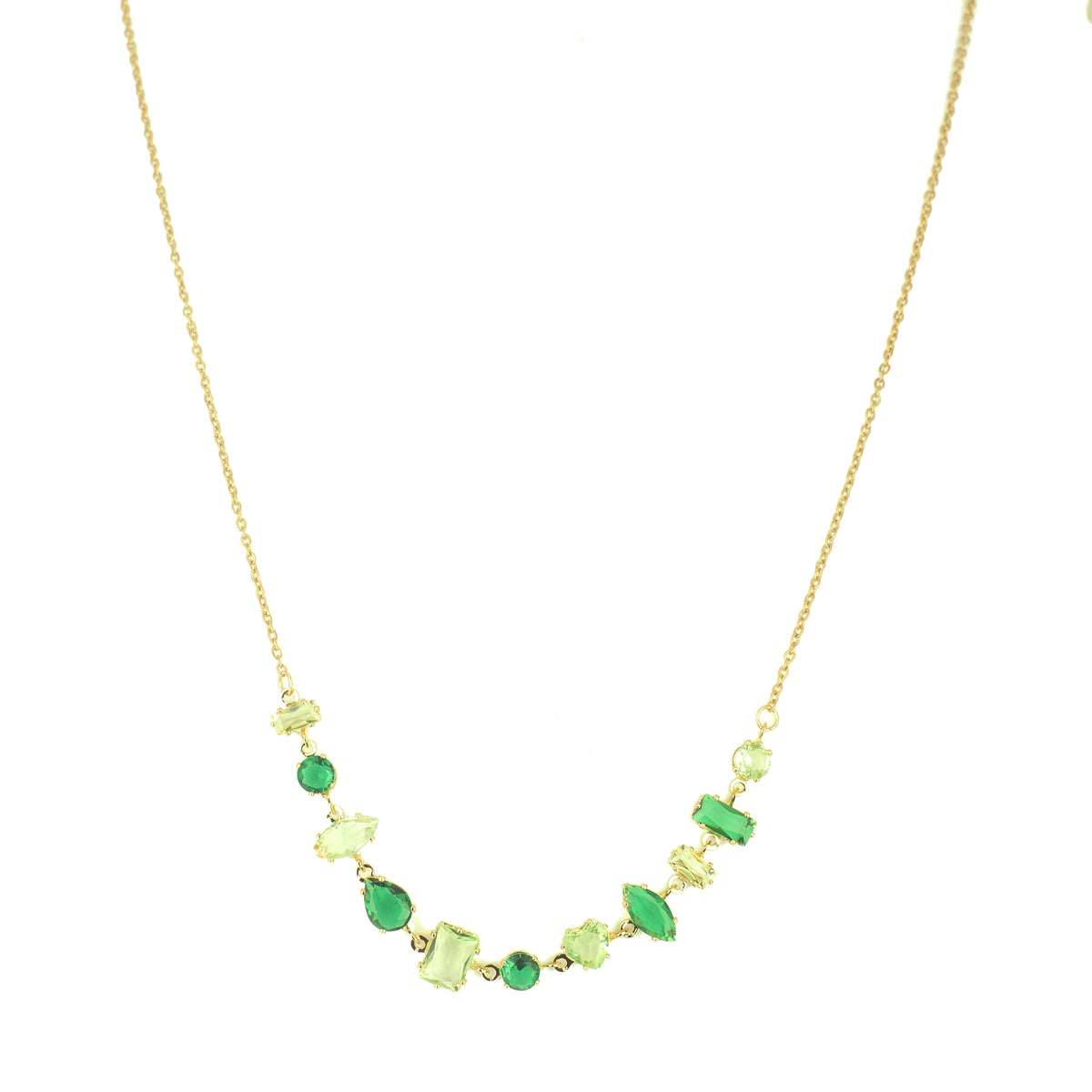 Emerald Green Stone Chain — 18K gold-plated anti-tarnish jewellery by Veyra, view 2